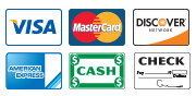 We accept checks, cash, and major credit cards